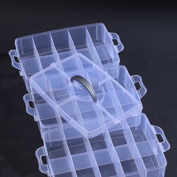 Tre-lags stabelbar smykkeperleboks i plast opbevaringsboks C Transparent