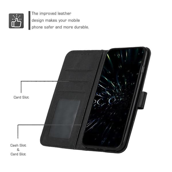 Kompatibel med iPhone 17 Pro Läder Telefonfodral Vikbart Ställ Plånbok Flipskydd med Rem - Svart-lingling}