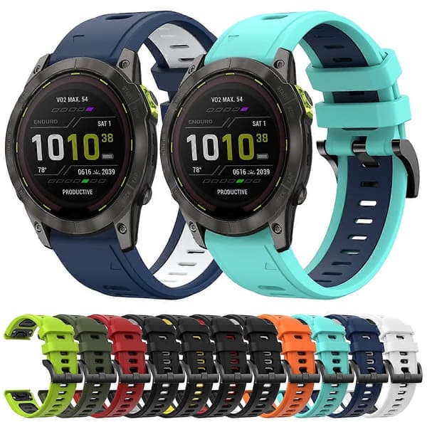 Kaksivärinen silikoninen ranneke Garmin Enduro 2 -lingling -kelloon White Black