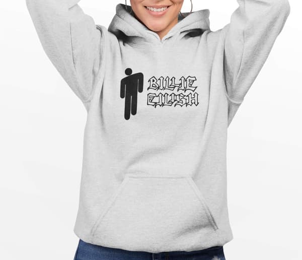 Billie Eilish harmaa huppari T-paita logolla 480 XL