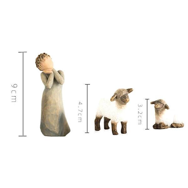 [CA] 3-delt sett med Willow Tree-krybbefigurer, håndmalte dekorasjoner