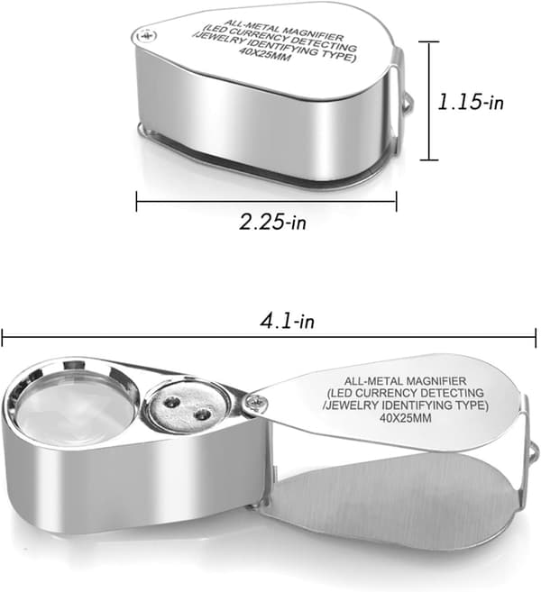 40x smykke lup, LED/UV belysning