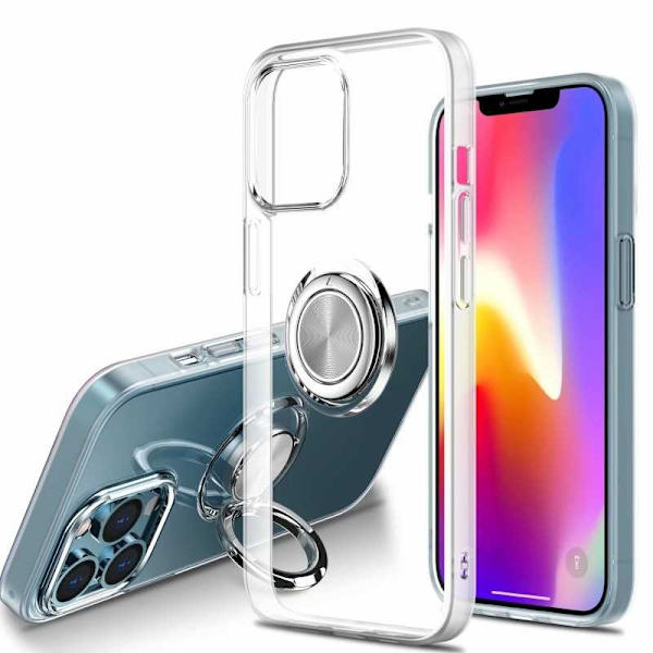 Shockproof Phone Case with Ring Holder Compatible with iPhone 13 Pro Transparent transparent