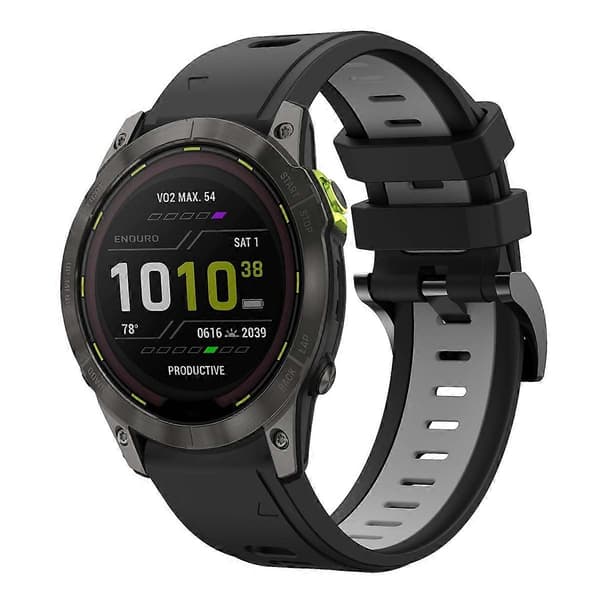 Tofarvet silikone urrem til Garmin Enduro 2-lingling} Black Grey