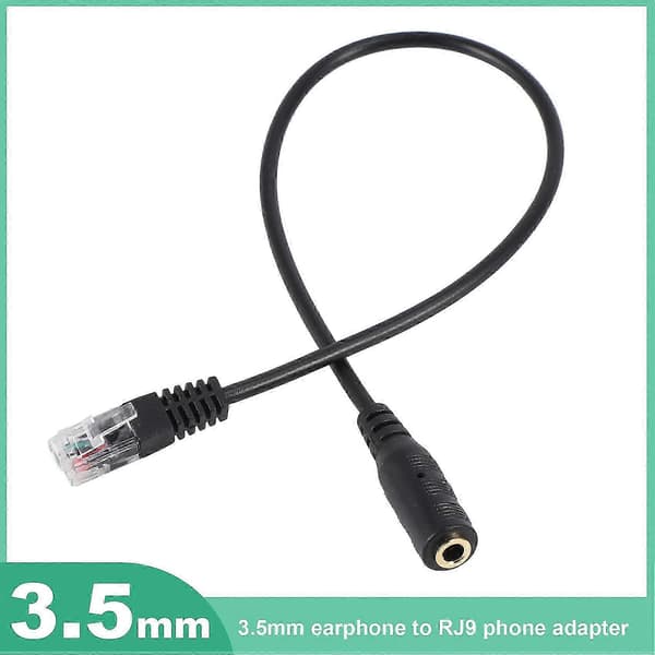 3,5 mm stik til RJ9 adapterkabel kompatibel med iPhone headset-lingling} black