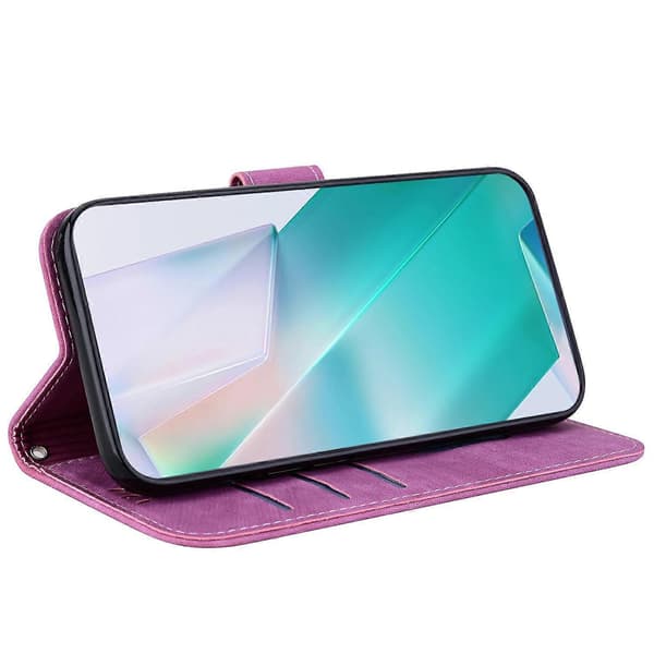Kompatibel med iPhone 17 Pro Max Plånboksfodral Tiger Tryck Läder Stötsäkert Telefonskal med Handledsrem-lingling} Pink Rose