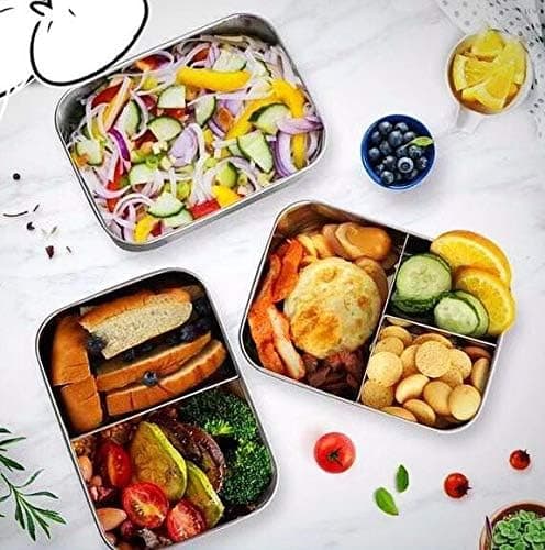 1-liters madkasse i rustfrit stål - bento-boks med dobbelt rum