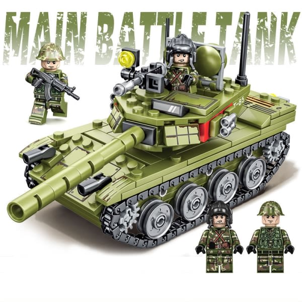 Military 85 Main Battle Tank Building Blocks WW2 Educational Toy With Two Dolls 1 set