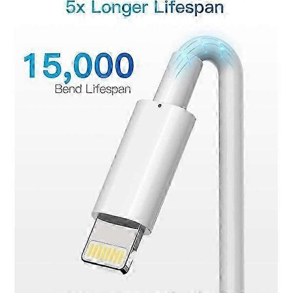 3-pakning 2 m iPhone-ladekabel, USB til Lightning-kabel, iPhone-kabel kompatibel med iPhone hvit-lingling}