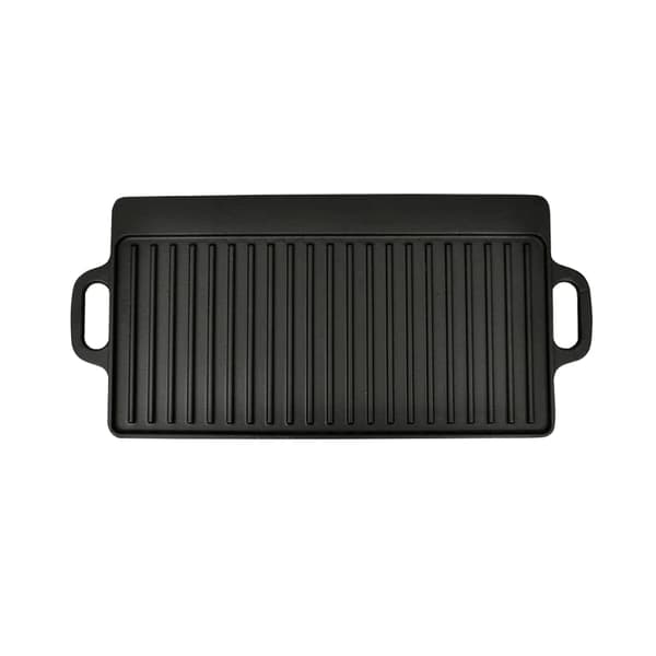 Dobbeltsidet bageplade i støbejern, 38 x 23 cm Svart black