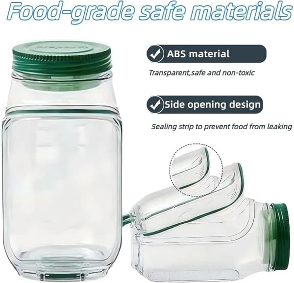 salladslåda, original Mason jar salladslåda, sidoöppning, bärbar lunchsalladslåda, snackslåda med lock