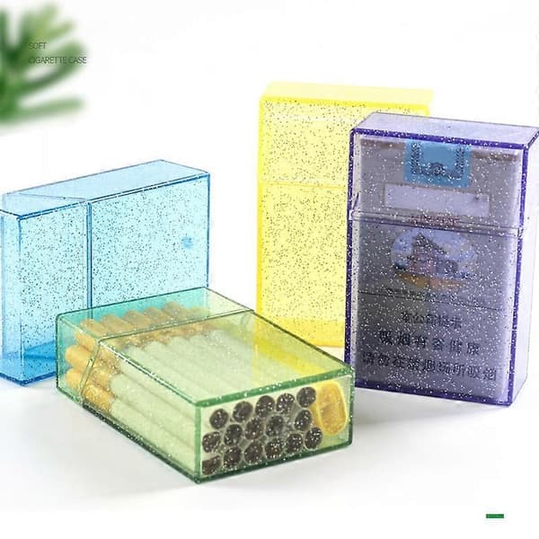 Portable Plastic Cigarette Case with a Glossy, Transparent Exterior, Specially Designed for Smokers. Pink