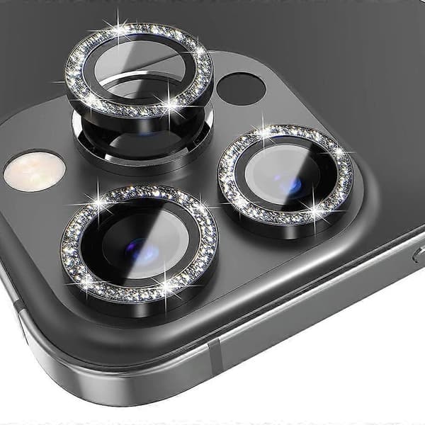 Kompatibel med iPhone 15 Pro Kameralinsskydd-lingling} Multicolor Black