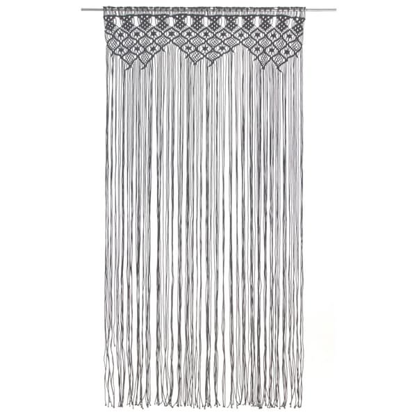 Gardiner med tofsar, kolgrå, 140x240 cm, bomull. Antracit silver