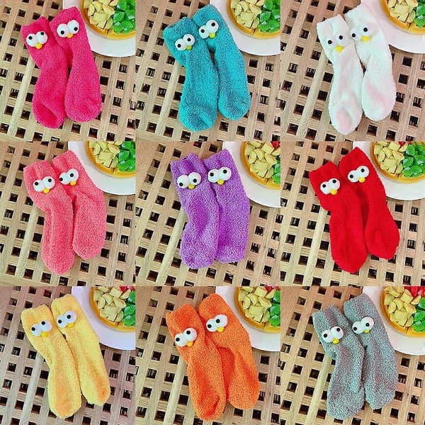 Varma vintersockor flickor söta fluffiga tjocka fleece sovrumsgolvstrumpor-lingling} B