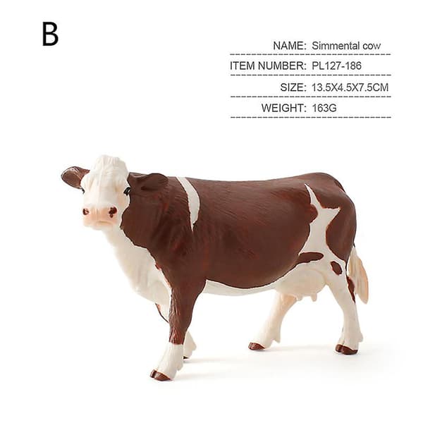 Zoo Farm Sjovt Legetøj Model Ko Simulation Dyr Plast Model Pædagogisk Legetøj Simmental Ko Simmental 1pc