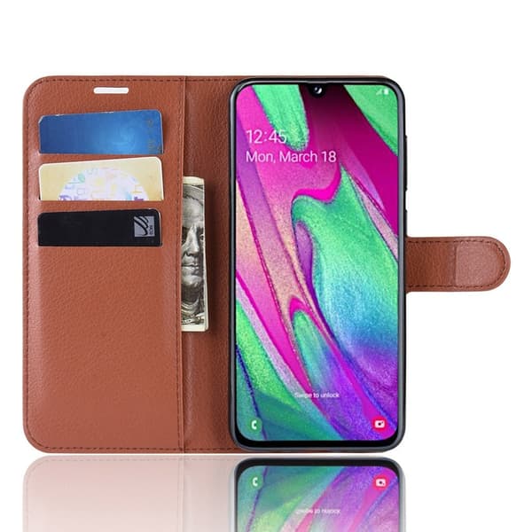 Kompatibel med Samsung Galaxy A40 - Lychee Plånboksfodral - Brun Brown Brun