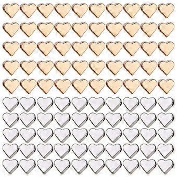 Heta 2025 1 Set med 100 st Berlocker Legering Kärlek Hjärta Form Pärlor Litet Hål Distanspärlor DIY Smyckestillbehör för Armband Halsband (Silver Guld)