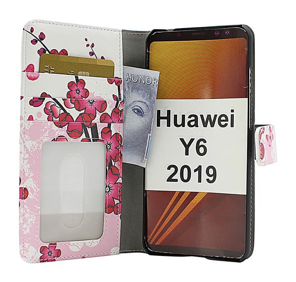 Kompatibelt med Huawei Y6 magnetisk plånboksdesign