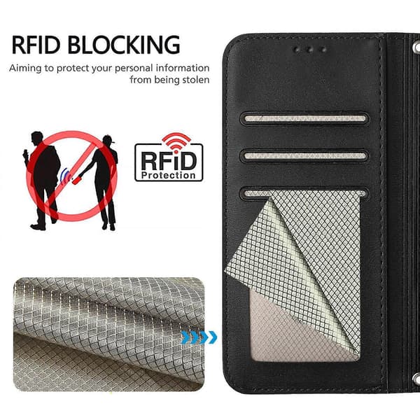 Panda RFID PU Telefonveske Kompatibel med Doogee Note 59 / Note 59 Pro-lingling} Black