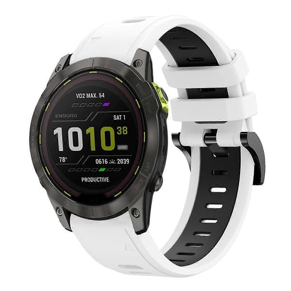 Tofarvet silikone urrem til Garmin Enduro 2-lingling} White Black