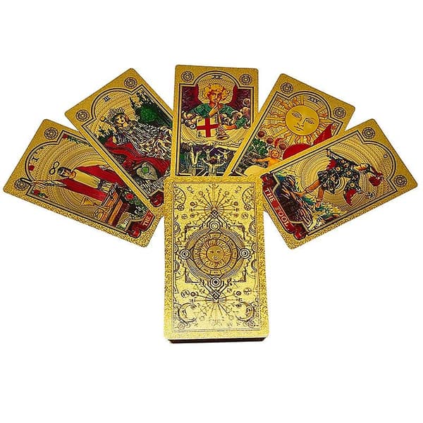 Helt nye plastikk-ridder-tarotkort med gullfolie, utsøkte brettspill-spådomskort samleobjekt. Jewel box b
