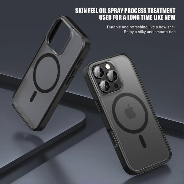 Mat PC+TPU telefoncover til iPhone 16 Pro, kompatibelt med MagSafe-lingling} Multicolor Grey