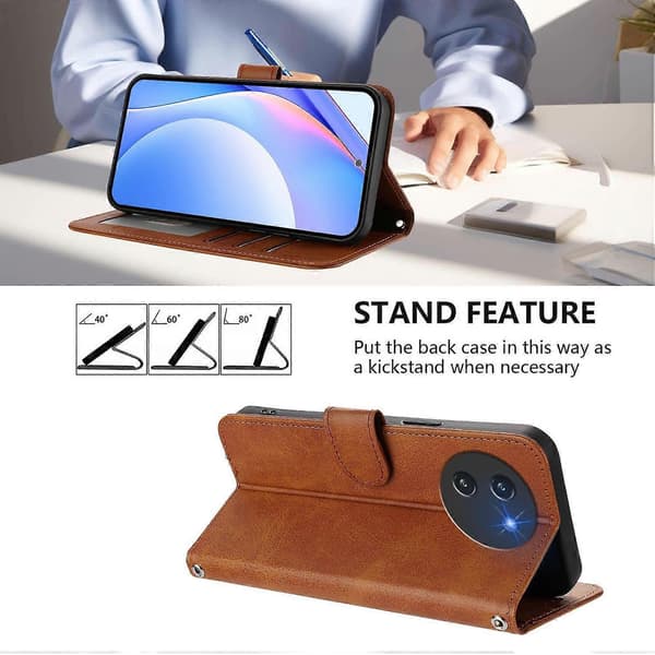 Panda RFID PU -puhelinkotelo, yhteensopiva Doogee Note 59 / Note 59 Pro -linglingin kanssa Brown