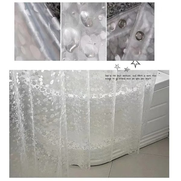Duschdraperifoder, duschdraperi med stenmönster, duschdraperi för badrum – 1,5/1,8 x 1,8/2 meter, vattentätt. 1.8*2m