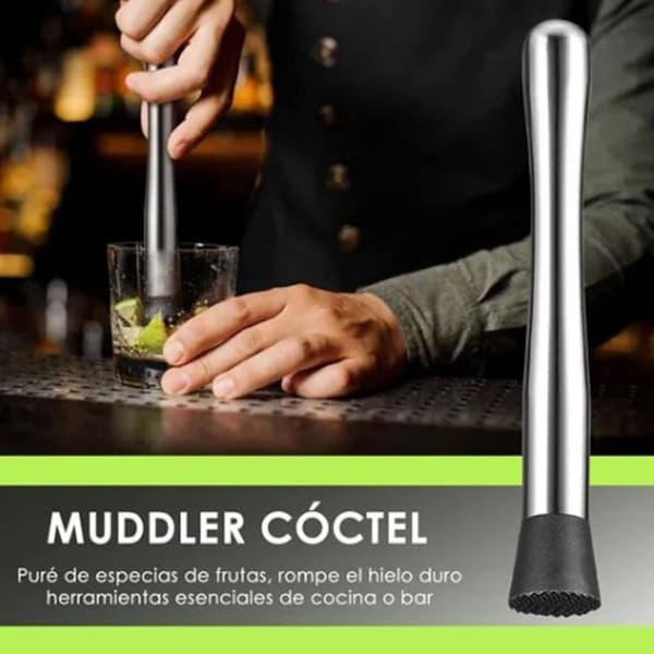 Barsett, Cocktail Jigger i Rustfritt Stål, Shaker, Blandeskje, Muddler, for Hjemmefest