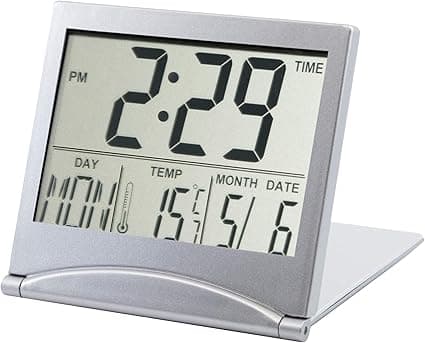 Sølv digitalt LCD bordur med temperatur- og alarmfunktioner, splinternyt til kontorbrug. F