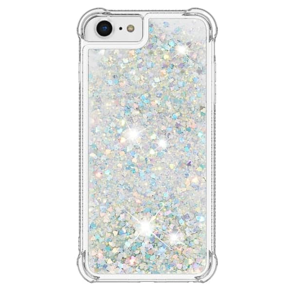 Hot Case Kompatibel med Iphone Se 2022/2020 /iphone 8 Bumper Case Glitrende Glitter Blinkende Flydende Sølv Ingen