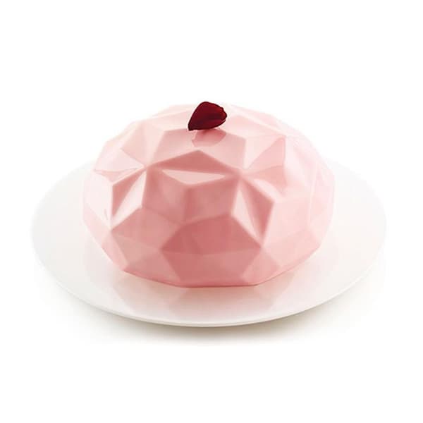 Diamant 6-delt Mini Geometrisk Dome Silikonformsett | Mousseform Vit white