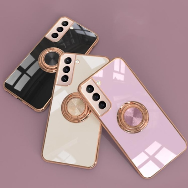 Heta 2025 Samsung S22 Plus - Lyxigt Stilfullt Skal med Ringstativfunktion Guld Vit Vit White one size