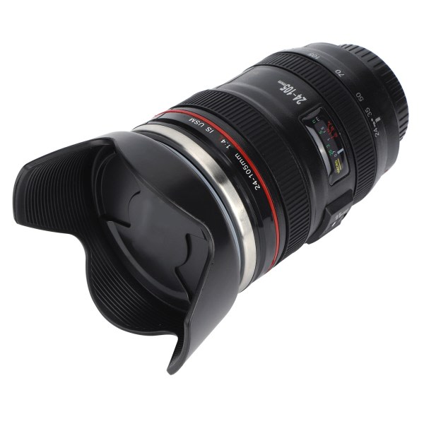 Simulering Kamera Lens Cup Rostfritt stål Kaffekopp Muggar med infällbart lock Fotograf Lovers Gift