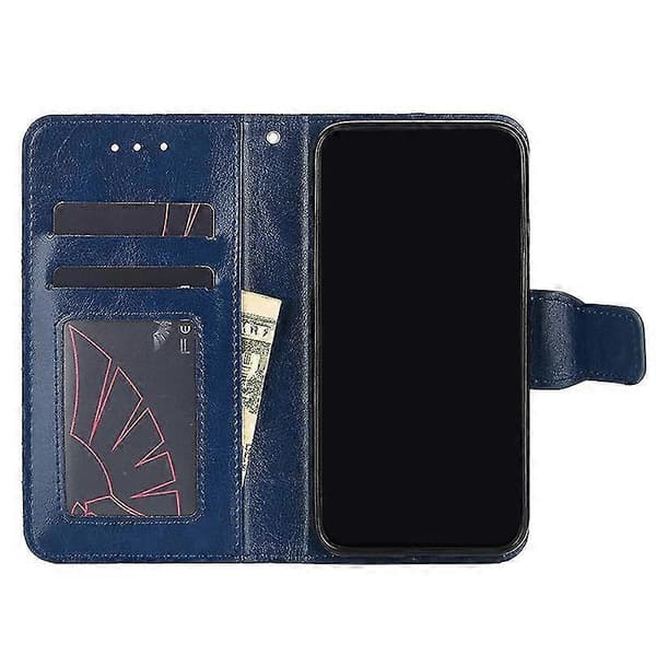 Kristalltextur Läderfodral Kompatibelt med iPhone 13 Pro Max-lingling} Royal Blue