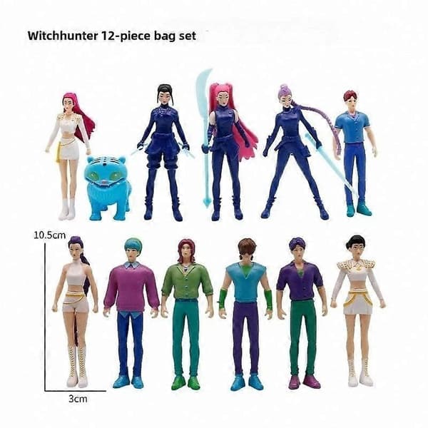 12-delt Kpop Devil Hunter Figur Sæt: Rumi Mira Zoey Tiger Bird Figurine 9pcs
