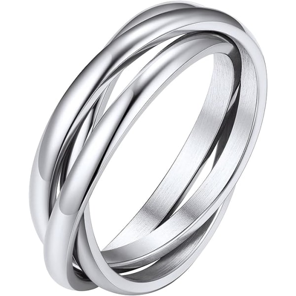 18K pläterad interlocked Rolling Fidget Ring för ångest för kvinnor och män, rostfritt stål/trefärgad/regnbåge/roséguld/svart/guld staplingsring (11)