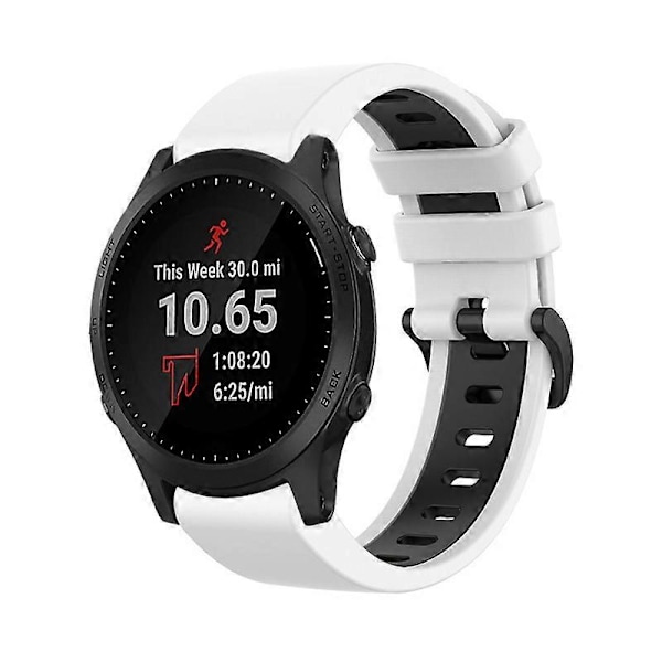 Silikoninen kellon ranneke Garmin Forerunner 945 -lingling -kellolle White Black