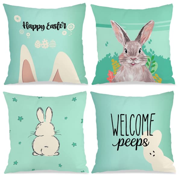 Pudebetræk i landlig stil til påske, 45x45 cm, pudebetræk til påskepynt 4Pcs-45x45cm