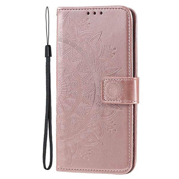 Kompatibelt med iPhone 15 Mandala Plånboksfodral - Rosrosa Rosa guld pink