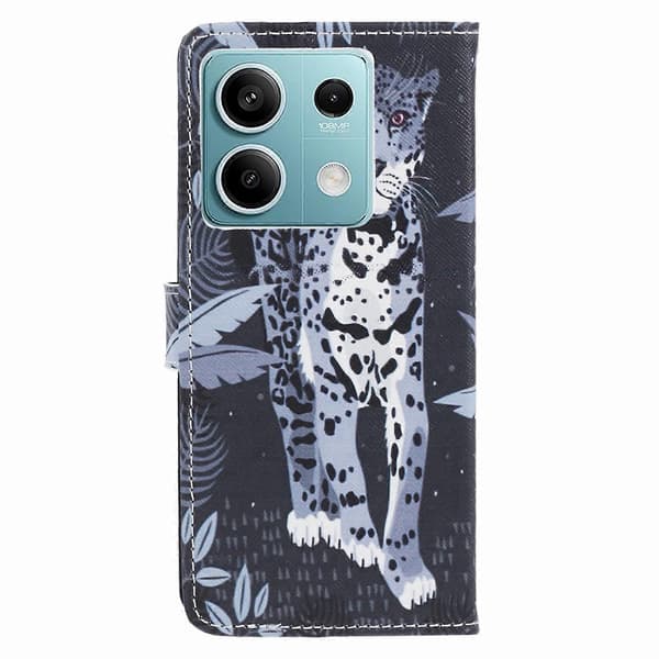 Kompatibel med Xiaomi Redmi Note 13 Pro 5G/Poco X6 5G Mobilskal 3D Mönster Läder Plånboksfodral-lingling} Multicolor Leopard
