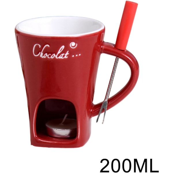 Påskrabatt! Högkvalitativt Chokladfondue-set, Keramisk Smältkruka med Värmeljus, Multifunktionell 11x8,8x12cm Red