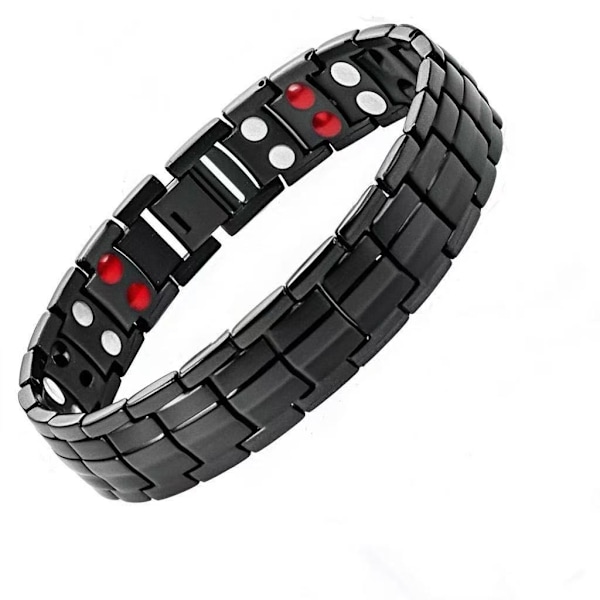 Påskrabatt! Högkvalitativ Raffinerad Stil - Magnetiskt Titanarmband för Män - Element med Germaniummagneter - Verktyg för att ta bort länkar ingår, Svart