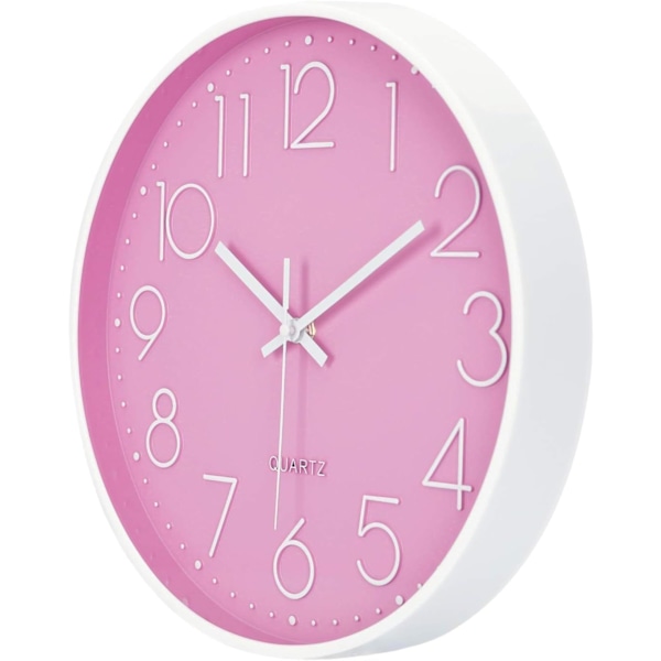 Hot 2025 Moderne Pink Vægur 30cm Stille til Børn, Lydløst Quartz Ur med 3D Tal til Stueindretning Soveværelse_xx