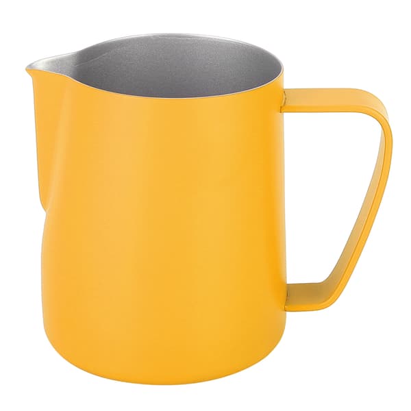 350 ml mælkeskummer i rustfrit stål, lattebeholder, kaffebestik, gul 0.3