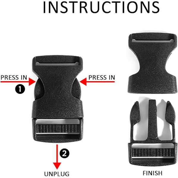 Hot 2025 16 stykker 20 mm brede webbing-alleer, sorte plastik-erstatningsspænder, spænder [DB]
