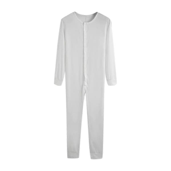 Herre Hel Lang Johns Nattpysjamas-lingling} White M