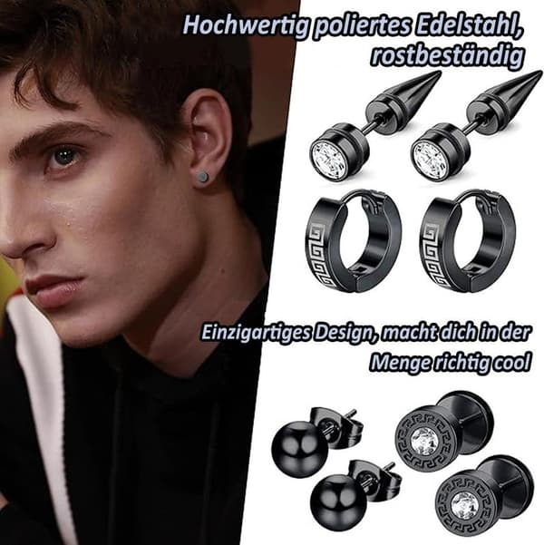 15-delt øreringesæt i rustfrit stål - Y2K Punk-stil, unisex-øreringe