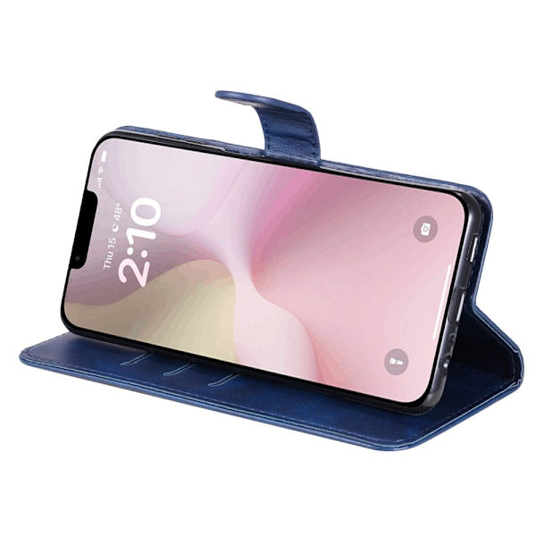Kompatibelt med iPhone 16e Classic Plånboksfodral med Dragkedja - Blå Blå blue